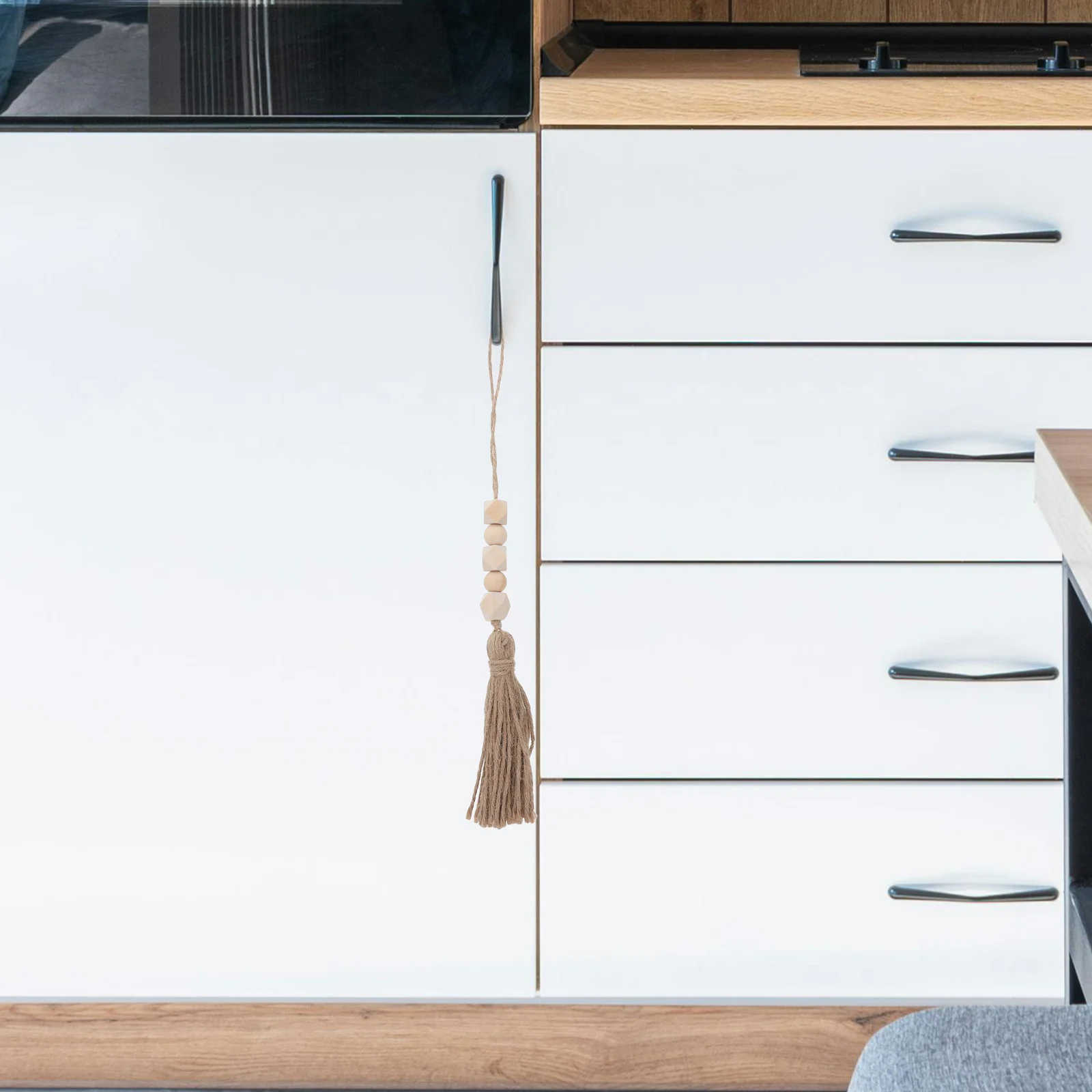 

6pcs Natural Jute Rope Wooden Bead Tassel Hanging Decor For Home Door Closet Shelf Farmhouse Boho Interior Garland Craft