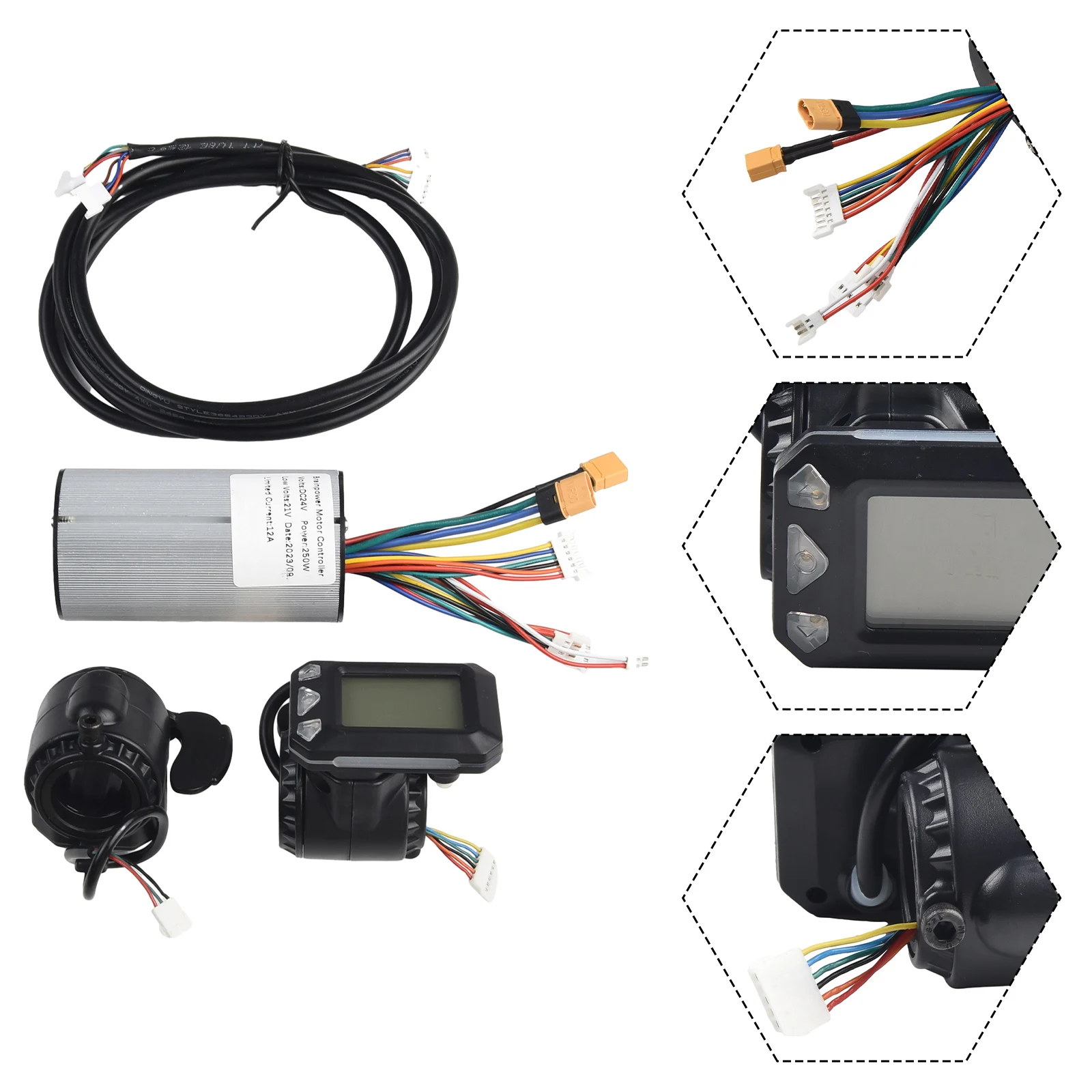 250W/350W Electric Scooter Bike 24/36V Controller LCD Monitor Brake Set 5.5/6.5 Inch Carbon Fiber Part Scooter DIY Retrofit Kit