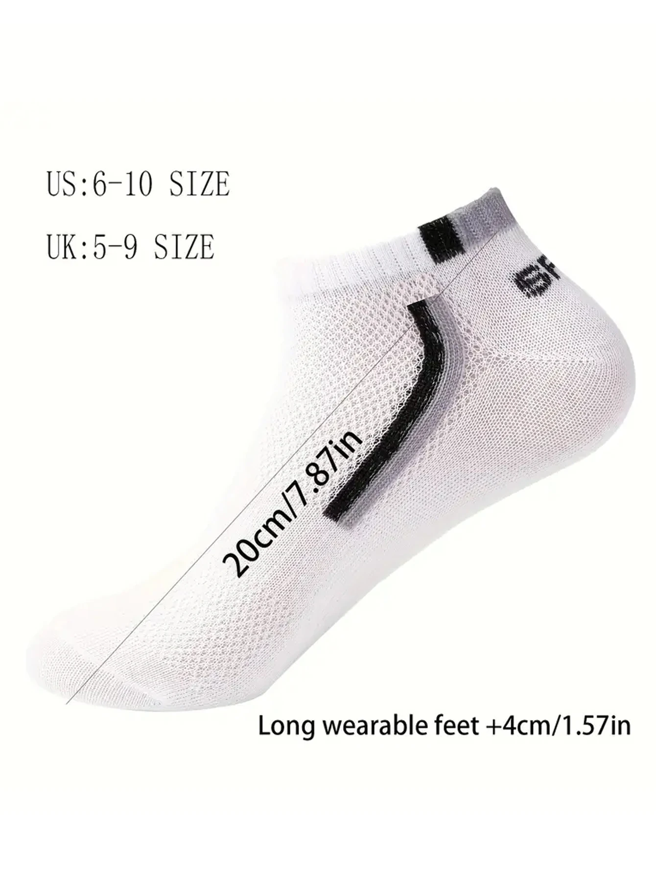 Anti-Rutsch-Bootssocken für Herren, 5 Paar Knöchelsocken mit Blockdruck für Business und Sport, atmungsaktiv, schweißbeständig, geruchshemmend, bequem – Detail 6