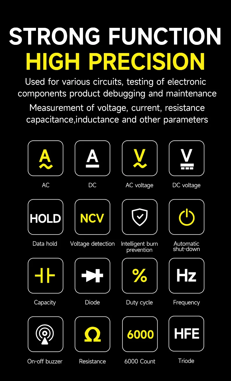 MECHANIC FourMX RMS Digital Multimeter 6000 Counts NCV Diode Test Data Hold Auto Power Off Circuit Component Tester Repair Tool