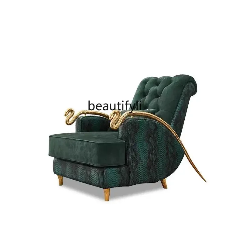 

Italian light luxury leisure chair leisure sofa chair leather single armchair9338