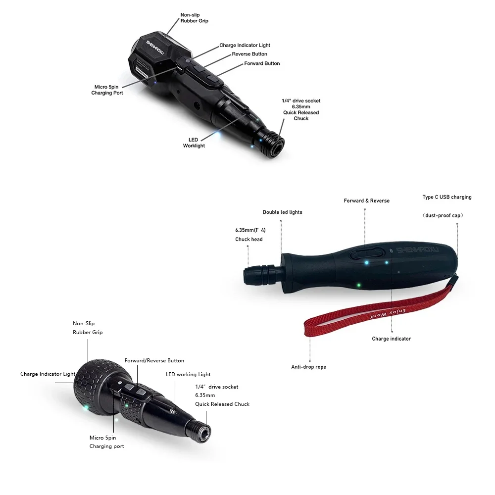 Bezprzewodowy wkrętak elektryczny SHENHAOXU 3.6V elektronarzędzie Mini wiertarka 2000mah bateria litowa automatyczna i ręczna lampa Led DIY