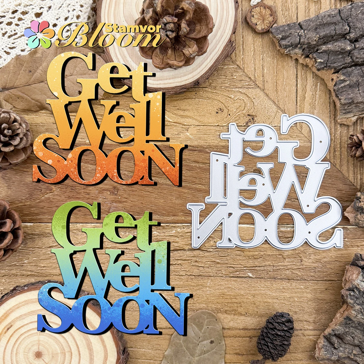 Original GET WELL SOON Words Schöne Titel Metall-Stanzformen für Scrapbooking, dekorative Prägung