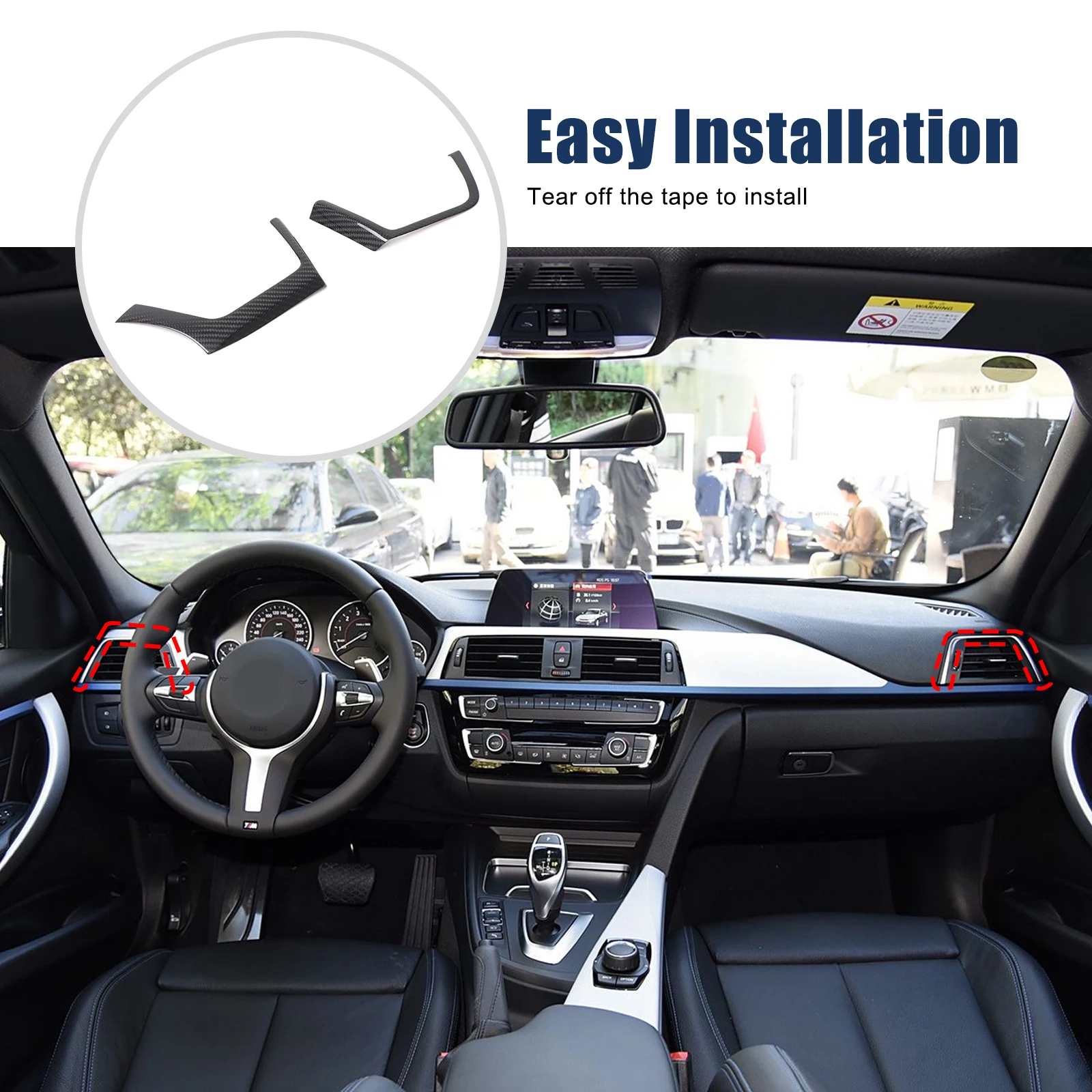 For 2016-2019 BMW 3 4 Series F30 F32 central control side air outlet frame Air conditioning air outlet trim Real carbon fiber