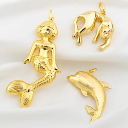 18k Gold Plated Pendant Copper Animal Mermaid Elephant Pattern Chain Pendant Women Men Fashion Jewelry Daily Wear Anniversary Gi