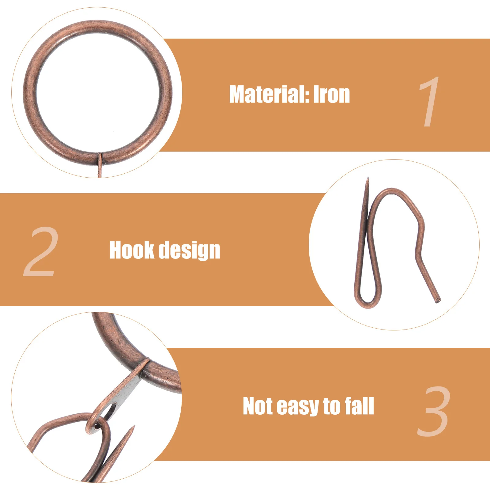 40 مجموعات ستارة حديدية دوائر معلقة مقاومة للصدأ للاستحمام غرفة الحمام نافذة قضيب الستارة حلقة المثبتات خواتم مع السنانير #5