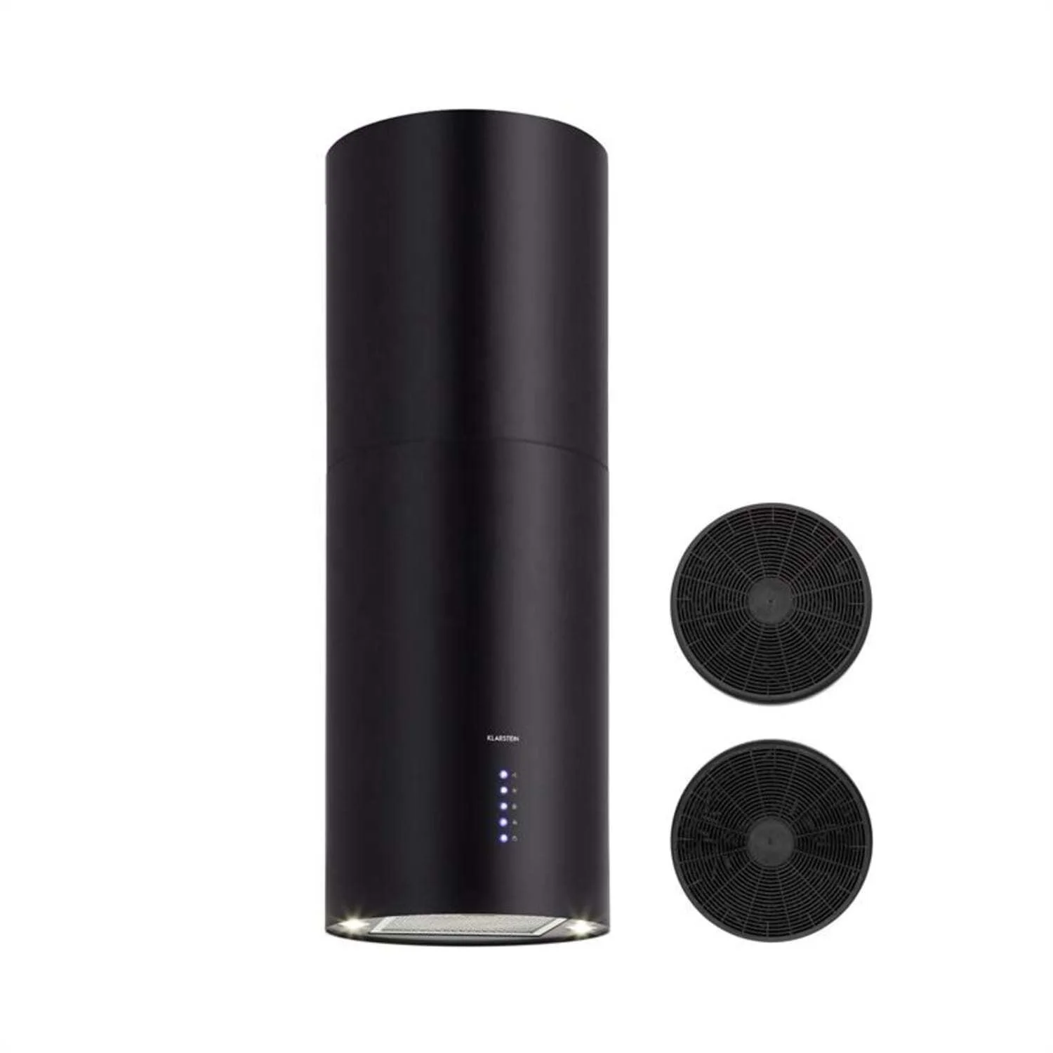 big suction  black round ceiling island smart range hood round ceiling hood column cooking kitchen hood with aluminum filters