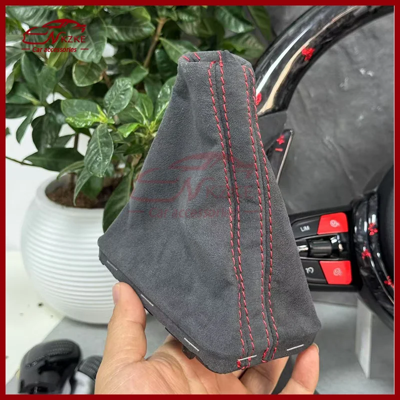 Suitable for Volkswagen Golf 7 MK7 7.5 DSG Gear Shift Knob with Furry Gear Shift Knob Protective Cover and Multi-Color Stitching