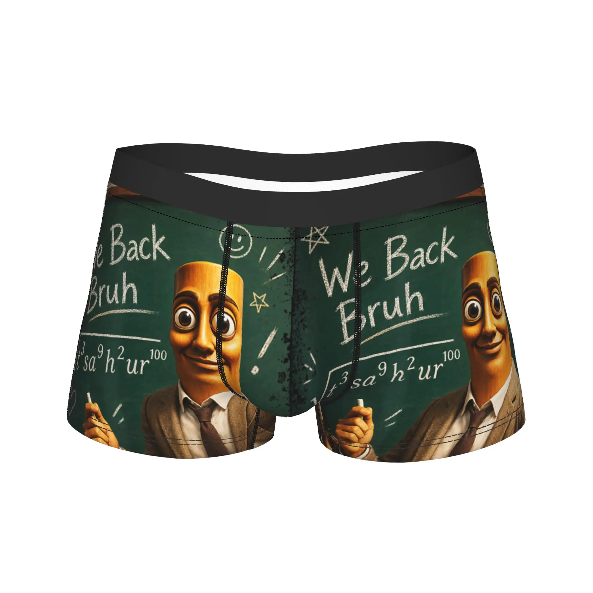 Teacher Tung Tung Sahur Back to School Funny Brainrot Meme Underwear Breathable Underpants Boxer Brief Men 3D Pouch Boxershorts