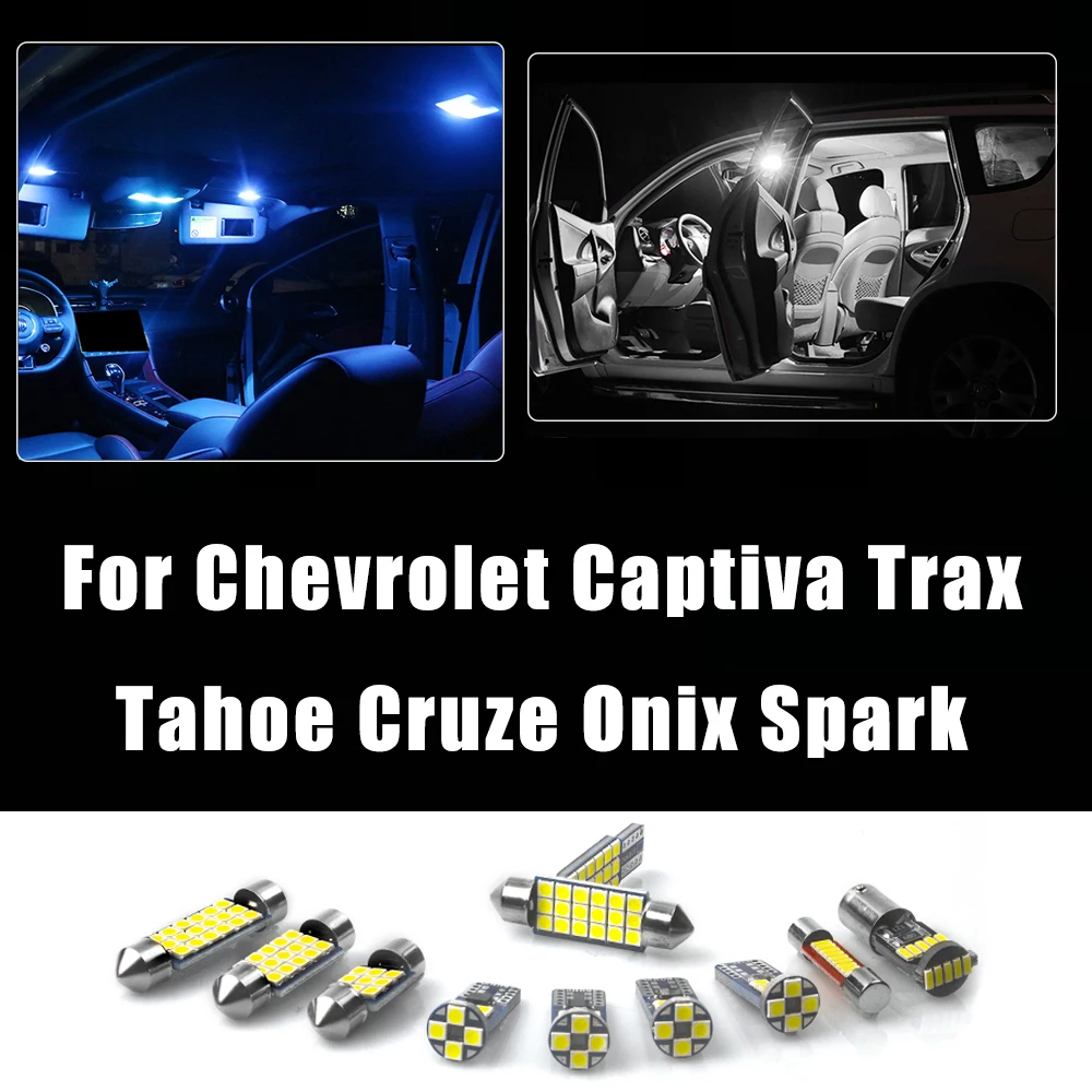 Auto-LED-Lampen für Chevrolet Captiva Trax Tahoe Cruze Onix Spark Innenraum-Leselampe Kennzeichenbeleuchtung Kofferraumbeleuchtung Zubehör