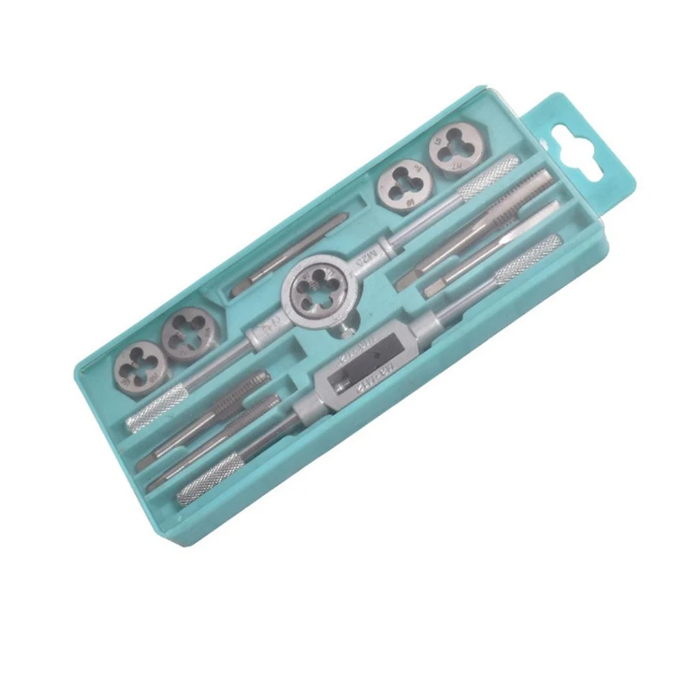 Complete Metric Tap and Die Set with Convenient Storage for Creating Coarse and Fine Threads in Various Materials