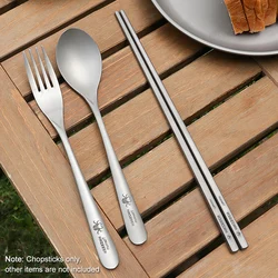 1set Outdoor Camping Lightweight Titanium Chopsticks Spoon Fork Corrosion-Resistant for Home Hiking Picnic Tableware
