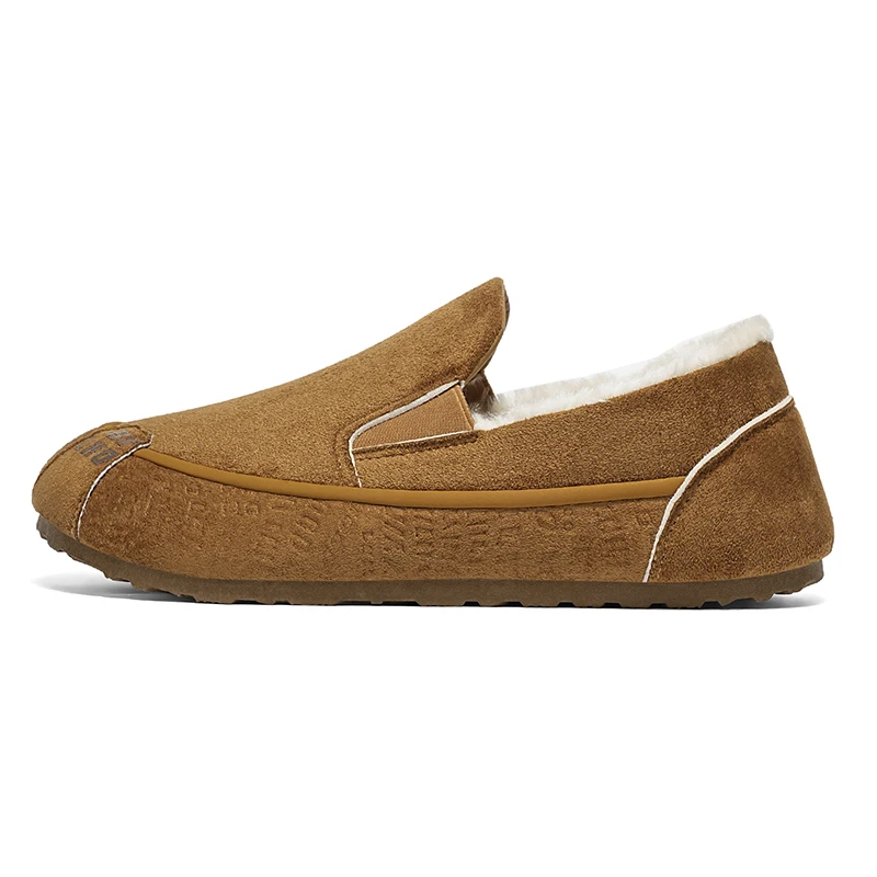 Men's Winter Thickened Fleece Lined Driving Shoes Casual Low Top Boots Warm Anti-slip Leisure Comfortable PU Material