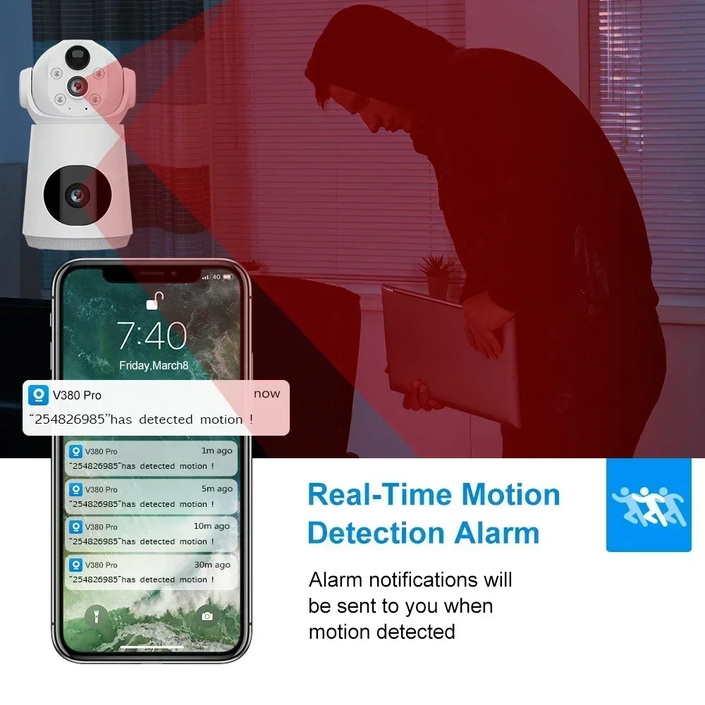 6MP 4G Battery Low Powered IP Camera Dual Lens Dual Screen Wifi Baby Monitor PIR Human Detection Night Vision Security Camera