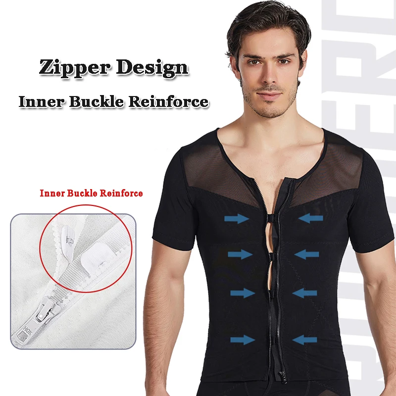 Corsé moldeador de cuerpo para hombres, Tops adelgazantes, camiseta de compresión, Control de barriga, reductor de vientre, Corrector de postura, chaleco de faja