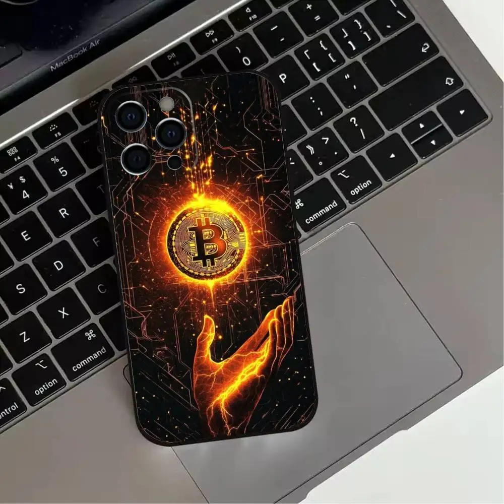 حافظة هاتف B-Bitcoin D-Digital C-Currency لهاتف iPhone17,16,15,14,13,12,11 Plus، Pro Max غطاء أسود ناعم #4