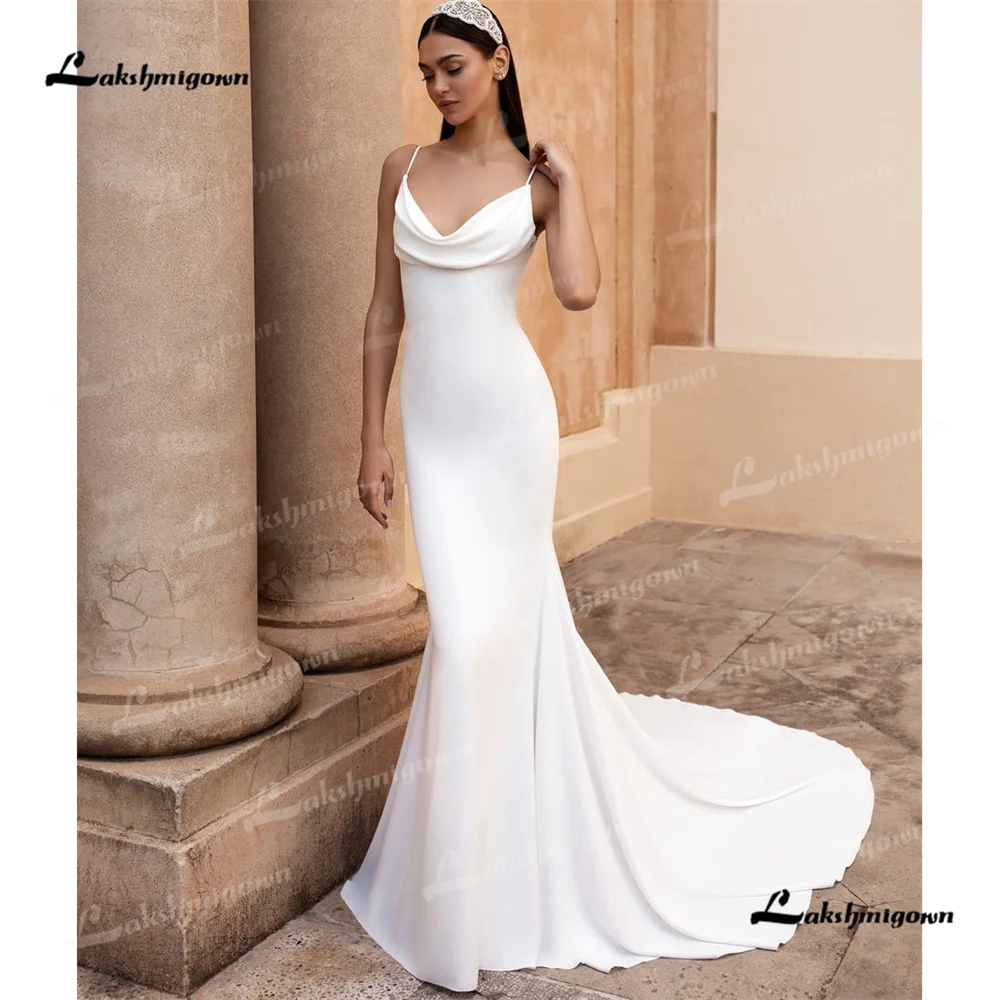 Lakshmigown V Neck Mermaid Wedding Dress 2025 Satin Court Train Wedding Gown Customizedrobe de mariéevestidos para mujerплатье в