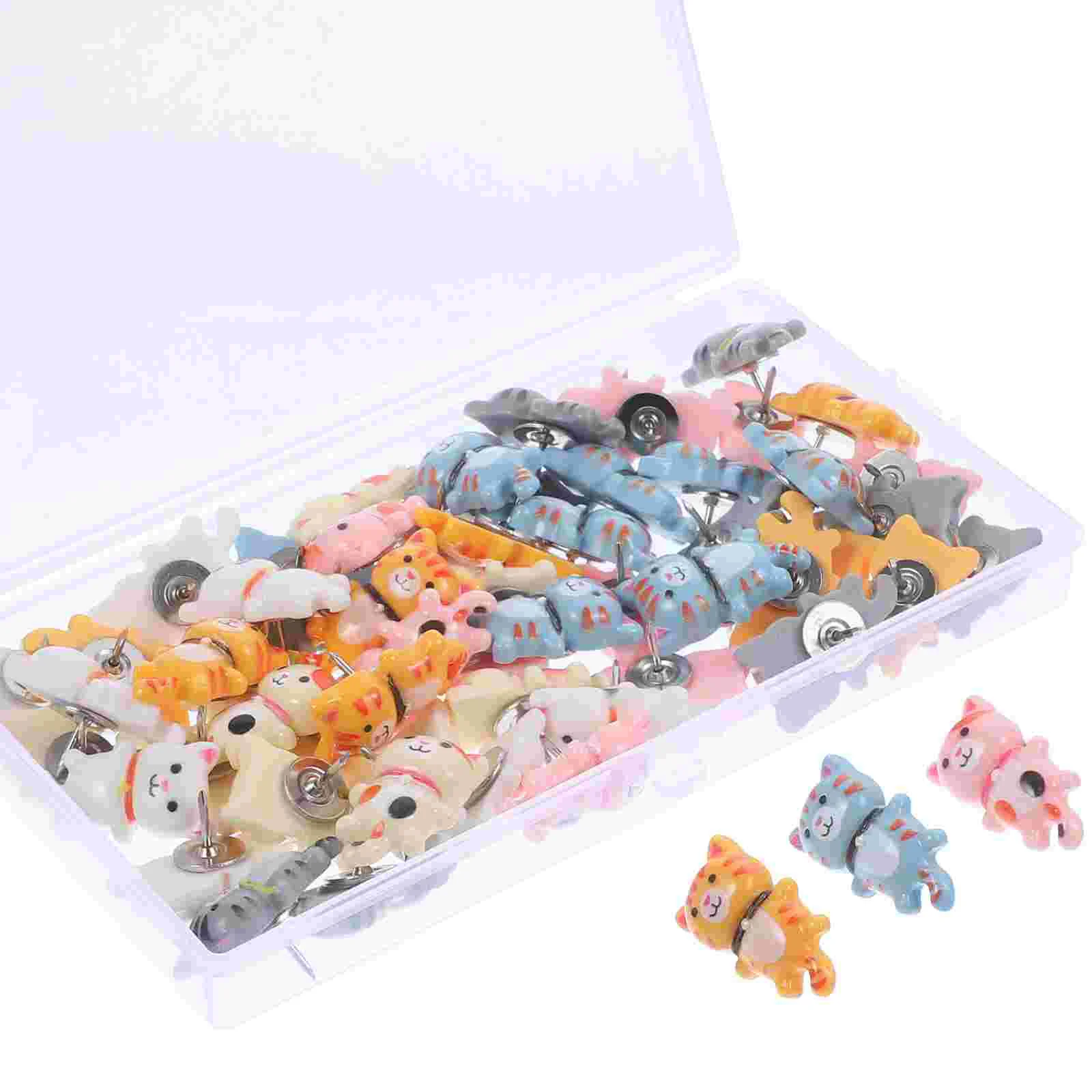 50 Pcs 고양이 푸시 수지 금속 장식 엄지 압정 코르크 보드 게시판 벽지도 사진 벽 사무실 학교 홈