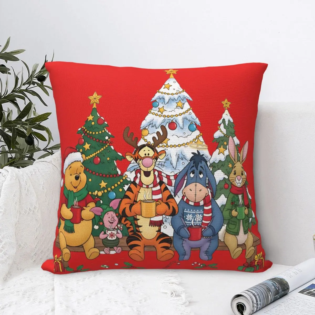 ويني ذا بوه شرب الشاي المخدة غطاء وسادة بوليستر هدية عيد الميلاد كيس وسادة غطاء المنزل بالجملة 40X40cm