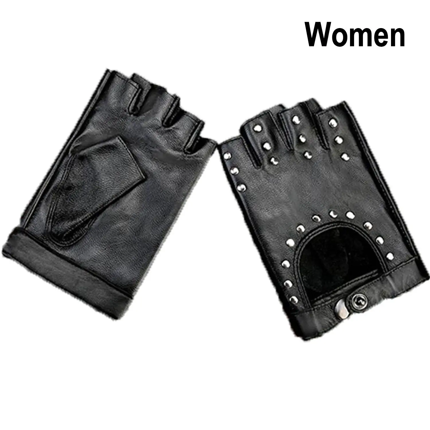 

Driving Rivet Ride Punk Glove Fingerless Gloves Leather Mittens