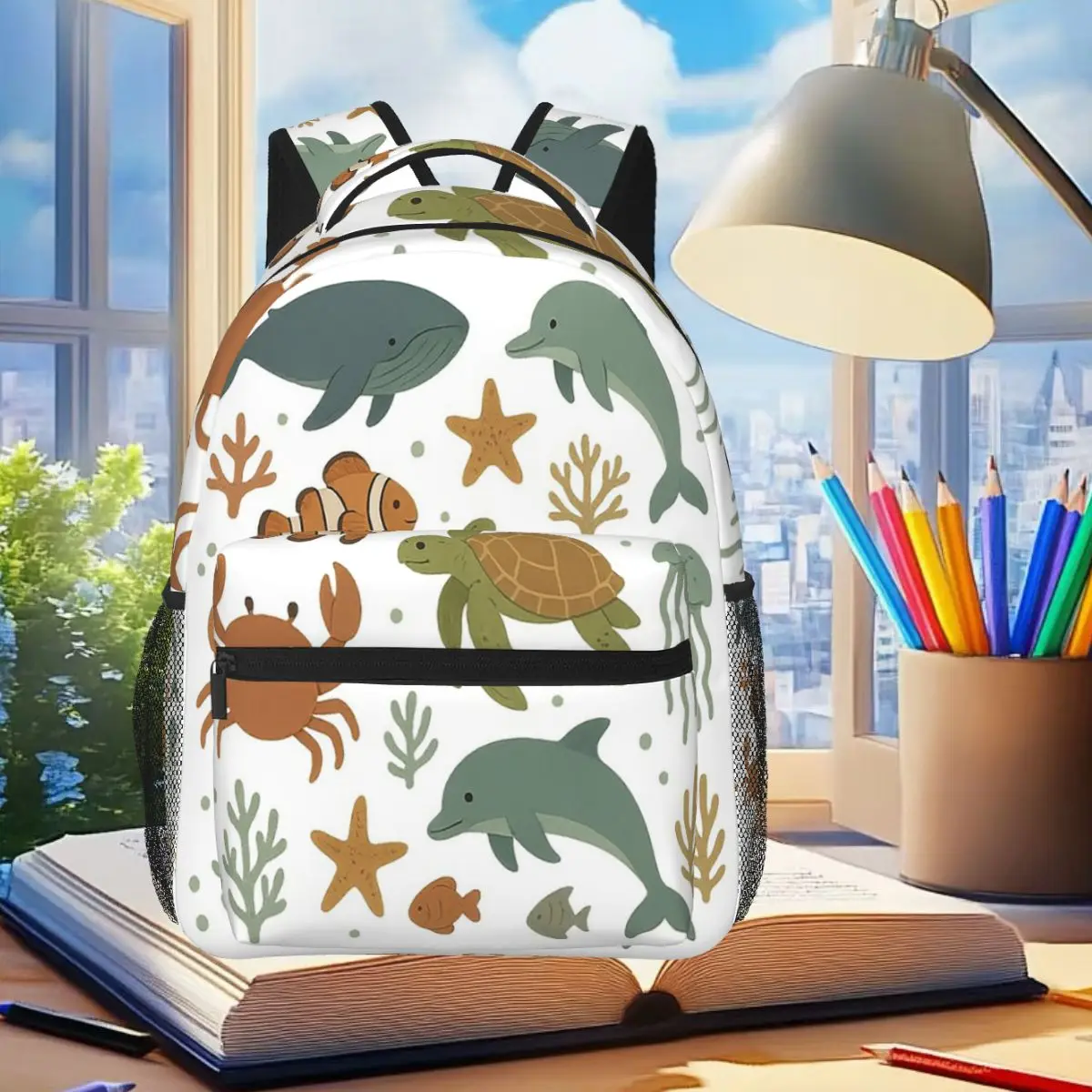 

Cute Ocean Animals Pattern Student Backpack School Bag Hiking Travel Daypack for Boys Girls Fashion Bookbag Shoulder Bags