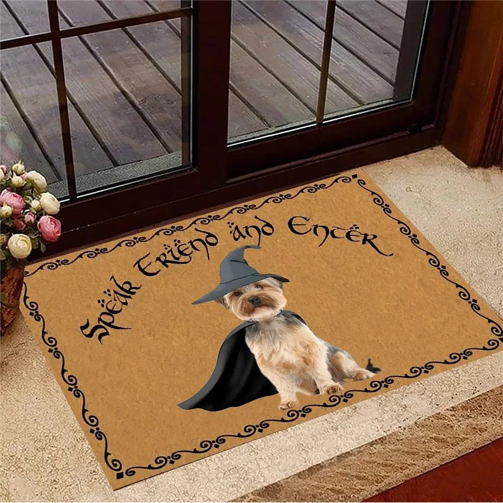 HXFunny Animal Doormats T-rex Speak Friend and Enter Doormat Dinosaur Gandalf Indoor Flannel Carpets Floor Mats 40x60cm