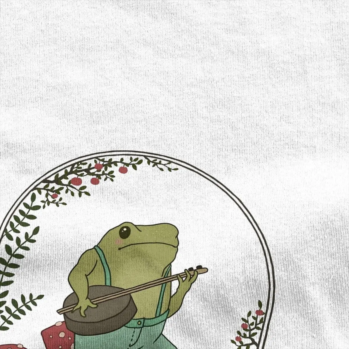 Frog Playing Banjo On Mushroom T-Shirt Summer Cute frog Classic T Shirts Cotton Popular Tee Shirt Men Short Sleeve Casual Tops