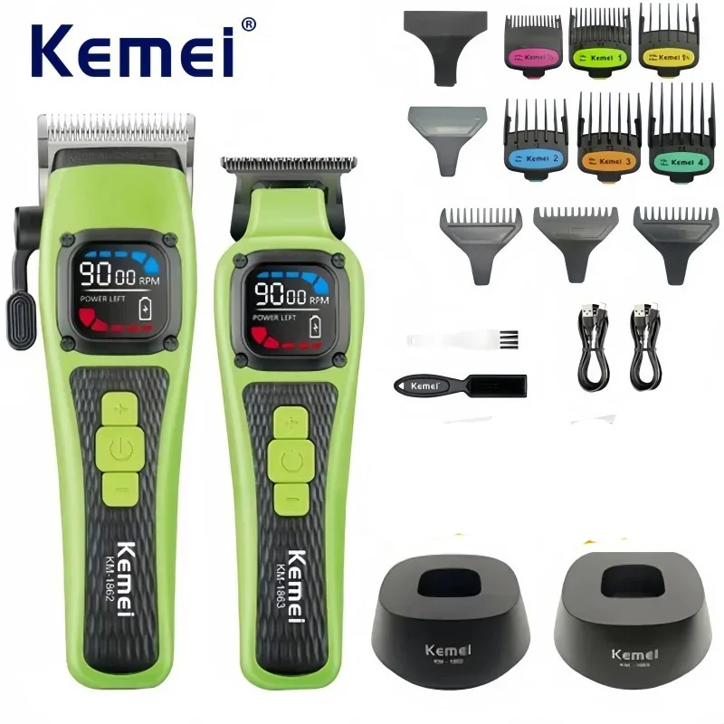 Kemei USB Rechargeable Professional Barber Styling Hair Trimmer Electric Hair Clipper Men's Hair Cutting Machine KM-1862 KM-1863
