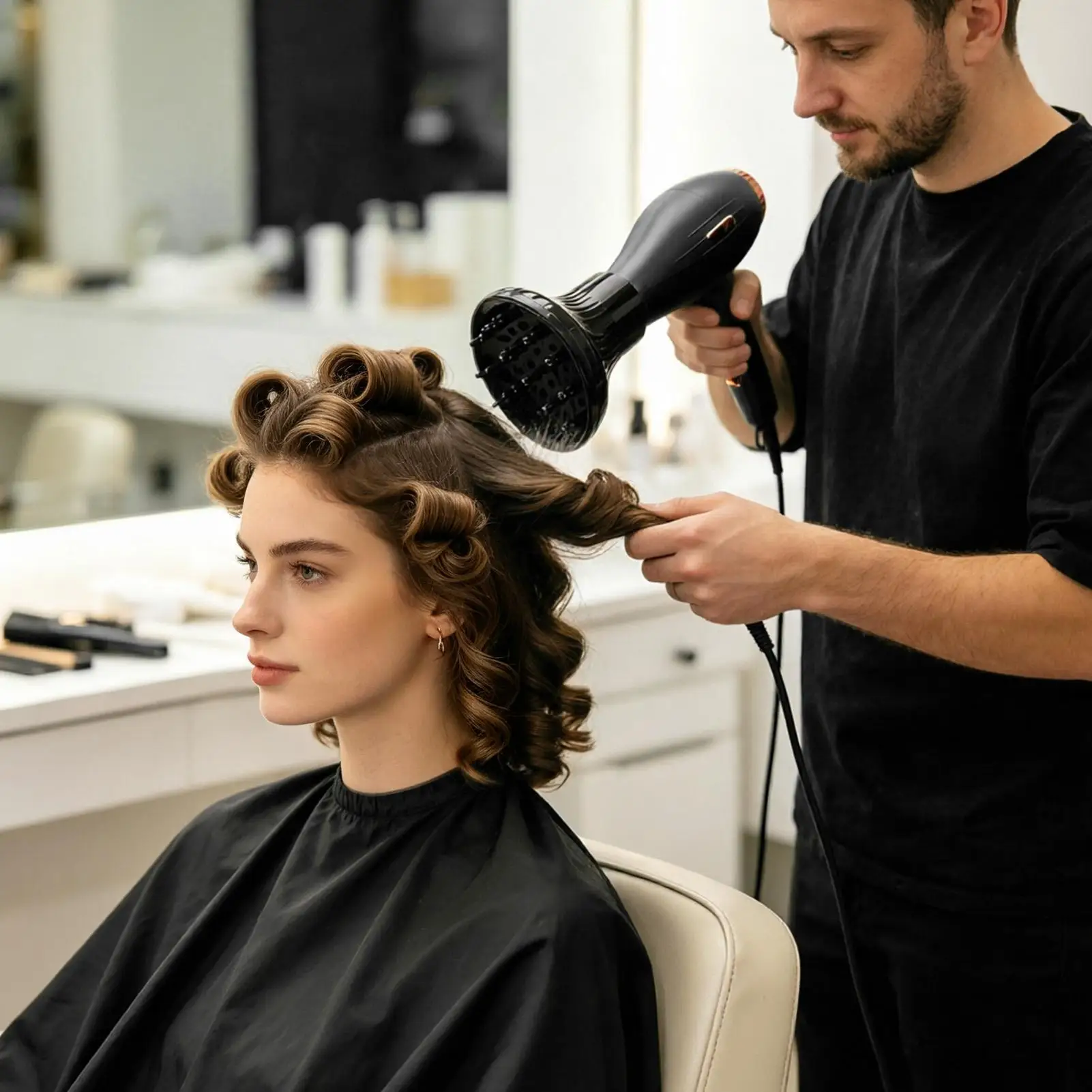 Difusor de aire universal para peinar el cabello, secador para crear rizos, ideal para cabello rizado, con capucha de gran tamaño, accesorios para peluquería, secador de pelo para peinar.