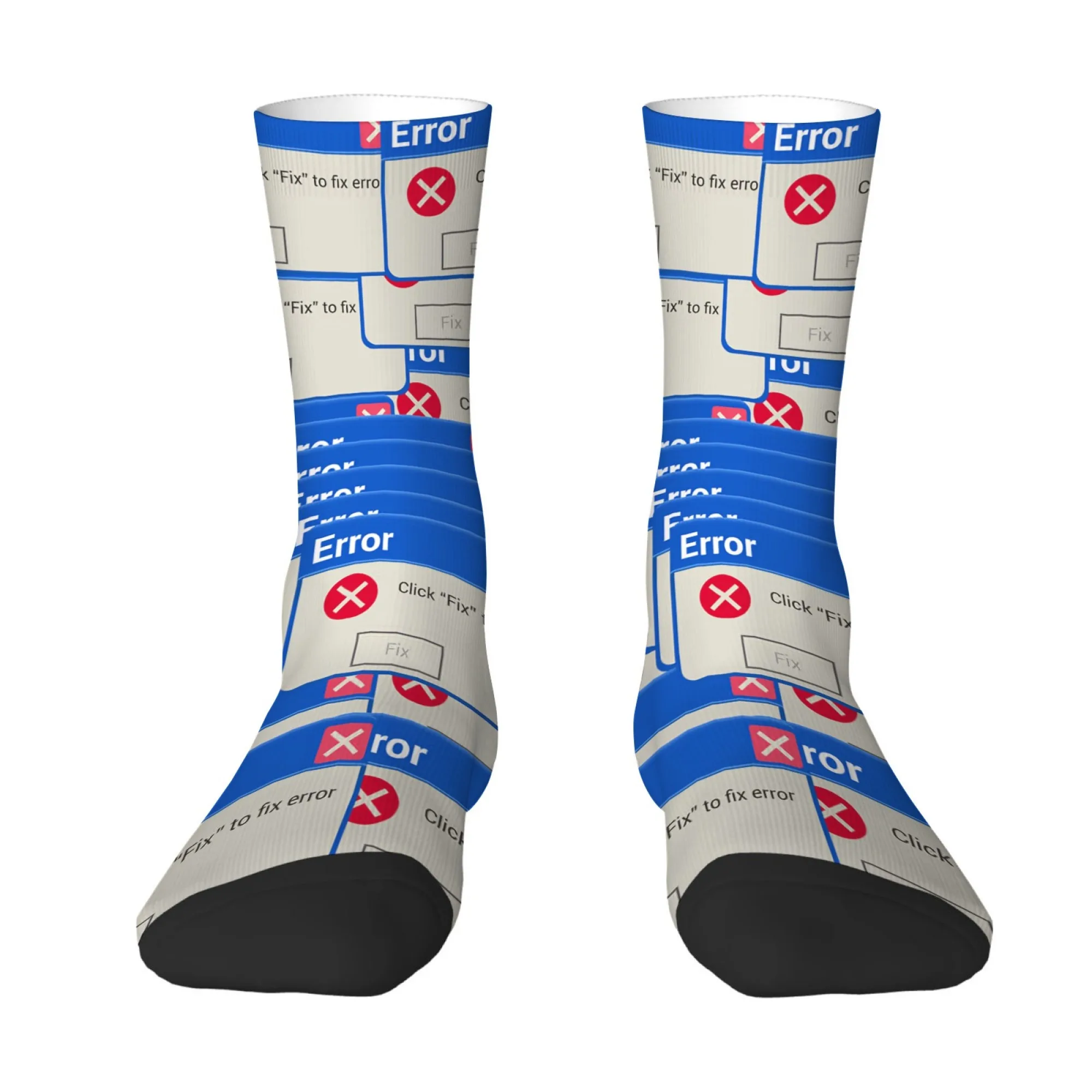 Fun Computer Error Pop-up Print Men's Socks Breathable Elastic Soft Socks Street Style Retro Harajuku Style Sports Socks