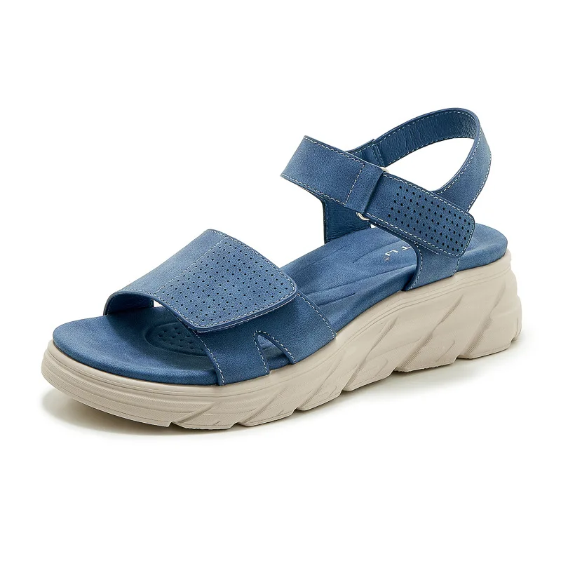 

2025 Summer New Nylon Buckle Casual, Comfortable Lightweight Anti Slip 4CM Thick Bottom Women's Wedge Sandals 208-9