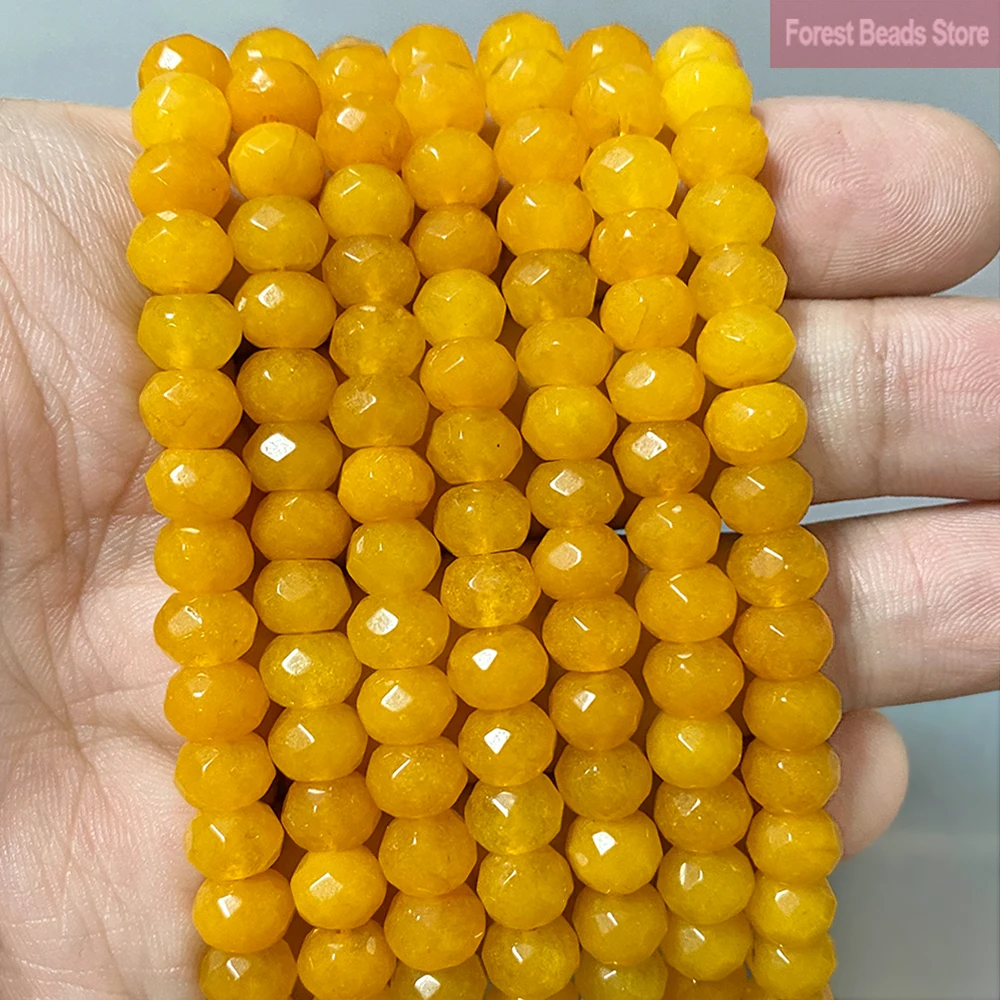 Faceted Yellow Rondelle Loose Spacer Natural Stone Beads For Jewelry Making Diy Charms Bracelet Accessories 15\'\' Strand 8mm