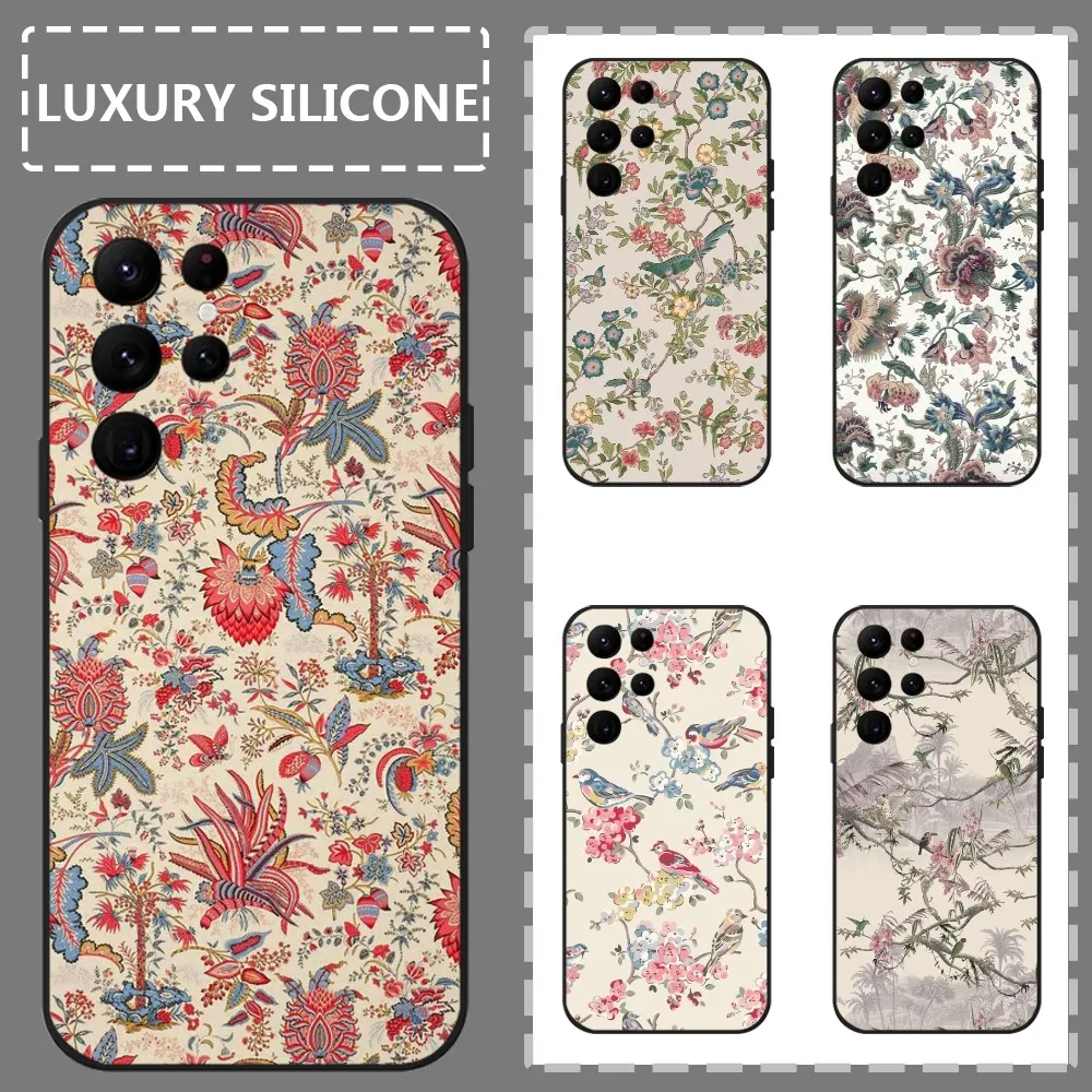 

Fashion Wildflower Bow Girls Phone Case For Samsung Galaxy S24 Ultra S22 S23 Ultra S21 S20 5G Protective Silicone TPU Funda