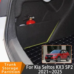 Auto Accessories For Kia Seltos KX3 SP2 2021~2025 2022 2023 Car Organizer Trunk Side Partition Trunk Interior Storage Box Parts