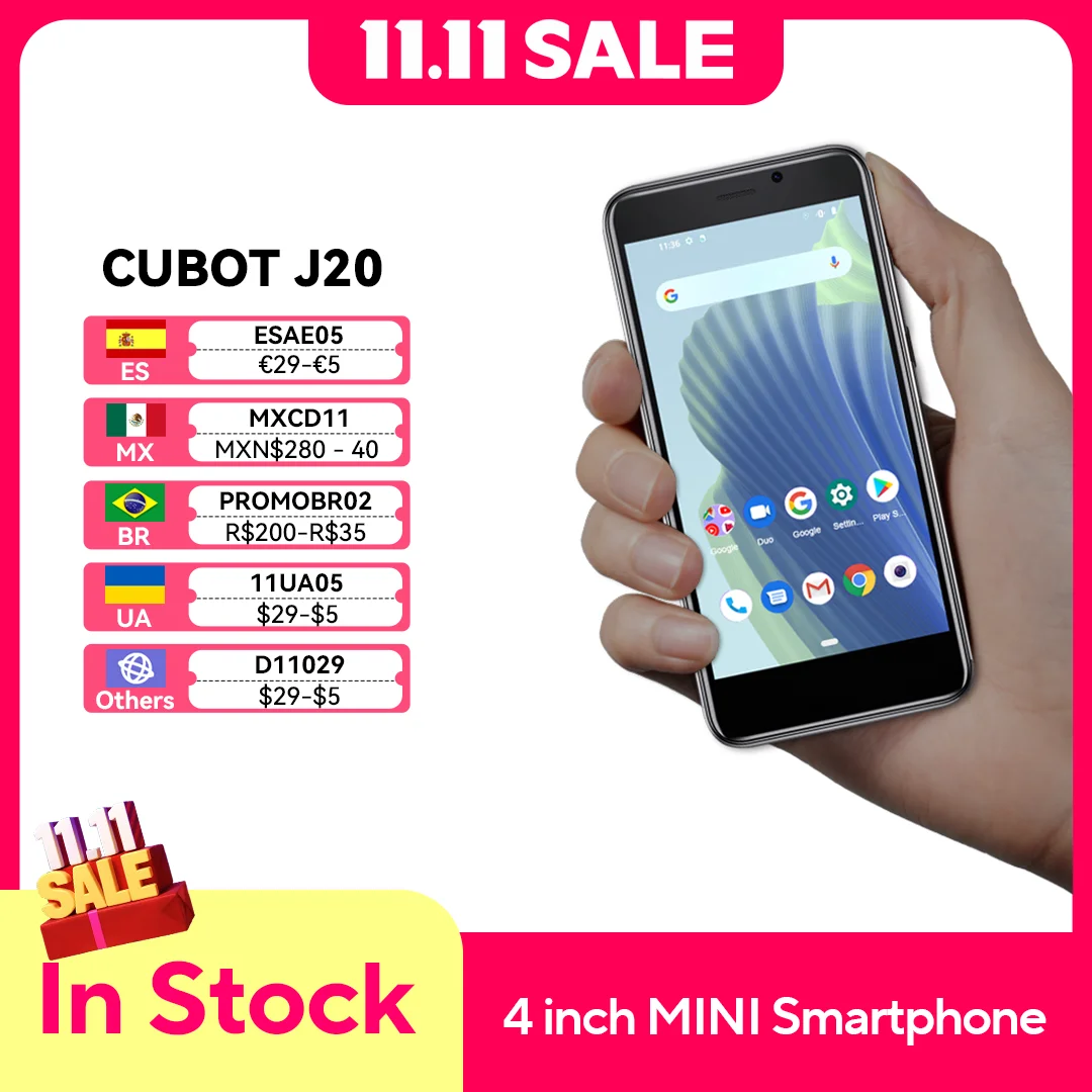 Cubot J20, 스마트폰, Android 12, 4인치 화면, MINI 휴대전화, 16GB / 32GB ROM(128GB 확장), 듀얼 SIM 4G, 2350mAh 배터리, 5MP 후면 카메라, 저렴한 잠금 해제 전화기, smart phone, smartphone, WIFI, Bluetooth, GPS
