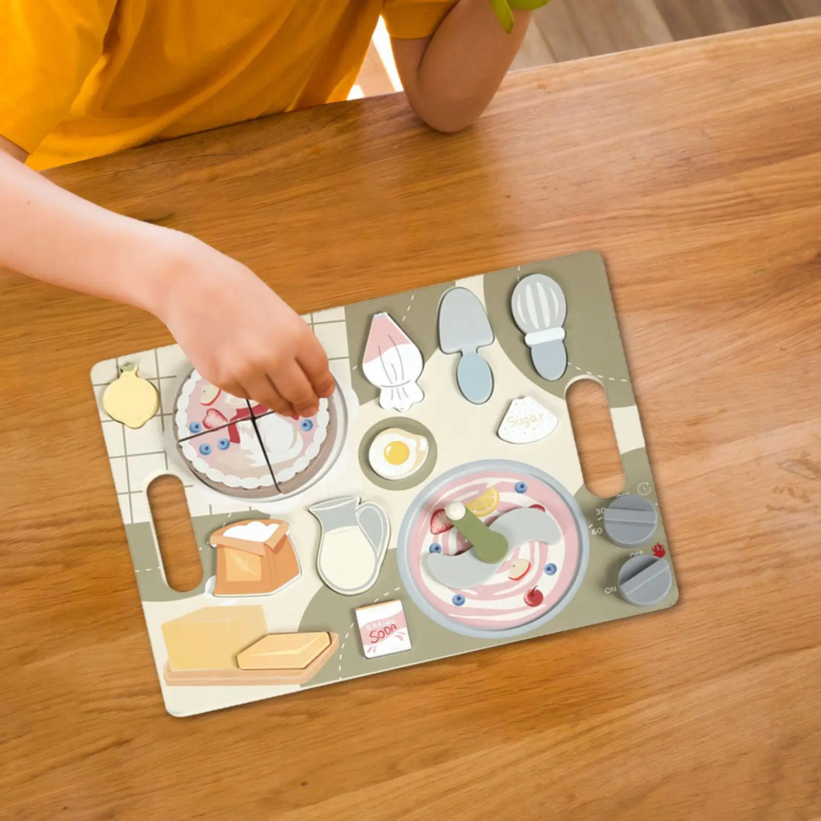 

Wooden Play Cooking Set Board Pretend Play Kitchen Toy for Boys Girls