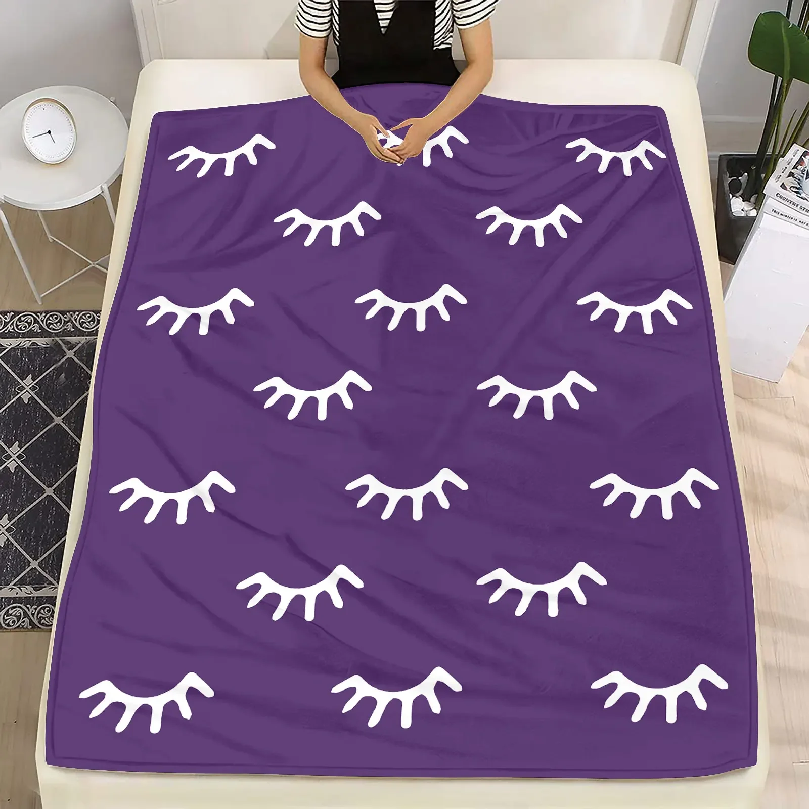 Eyelash Flannel Air Conditioning Blanket Woolen Blanke Digital Printing Blanket Sofa Cover Blanket for Home