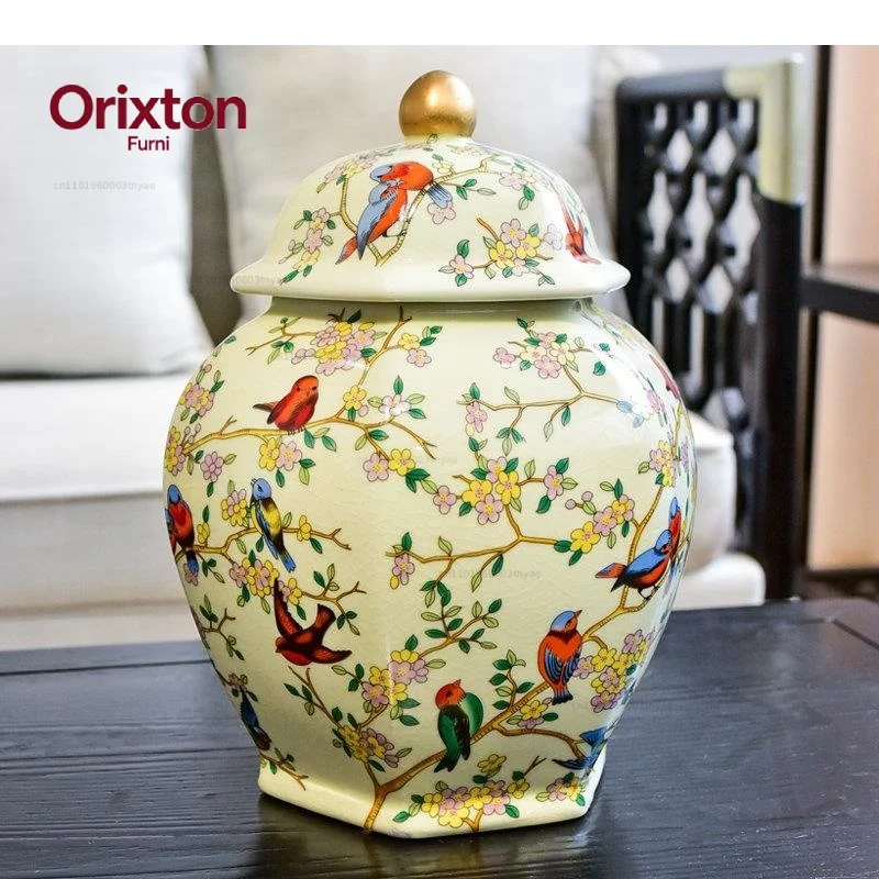 Floral Pattern Painted Porcelain Storage Jar Ceramic Ginger Tea Canister Desk Decoration Jewelry Box Cosmetic Containers