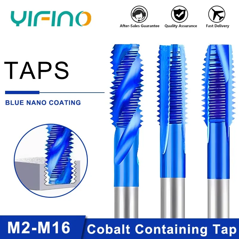 YIFINO M35 Cobalt Containing Blue Nano Coating Machine Straight Groove/Spiral/Tip Tap Stainless Steel Attack Teeth Special Tap