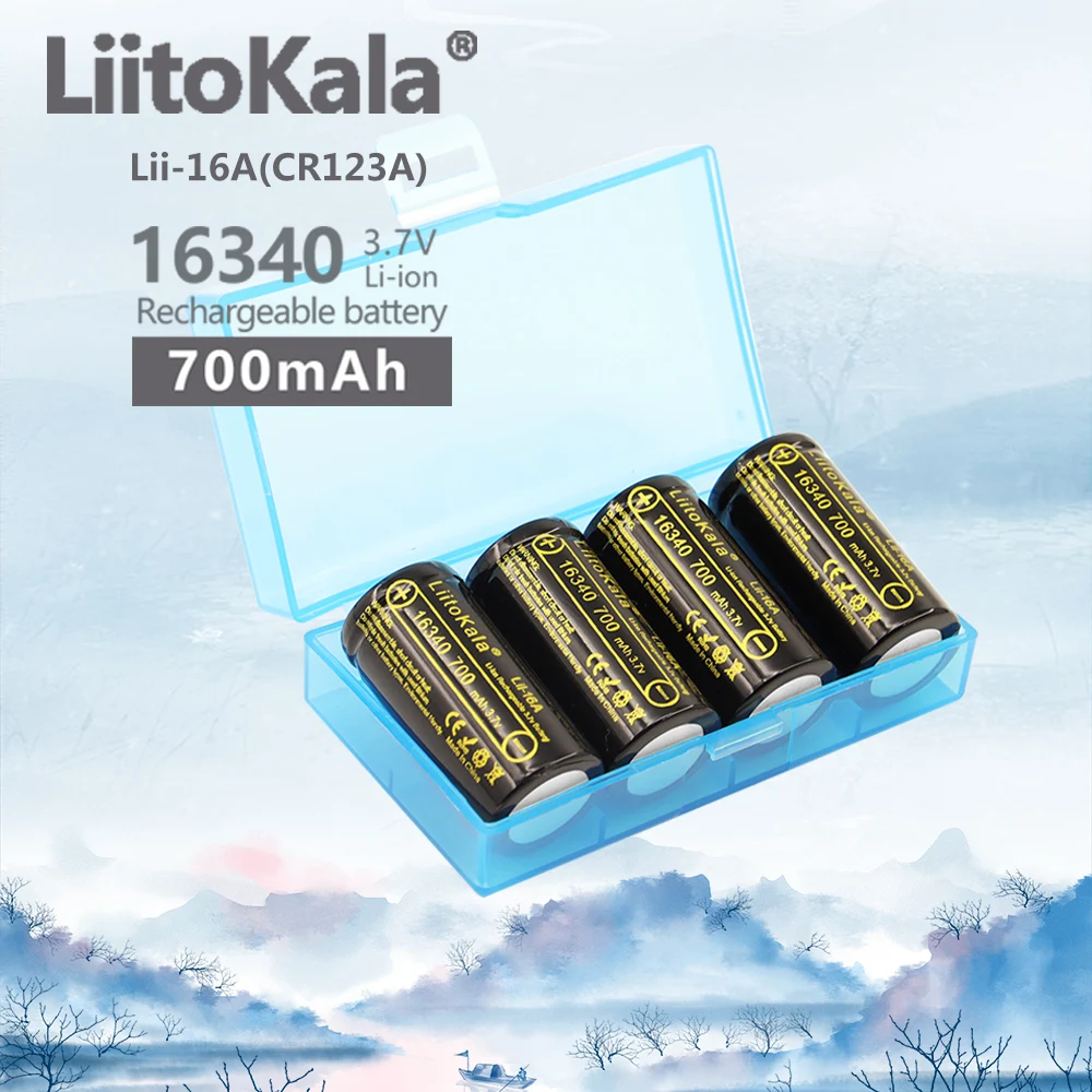 4 pz LiitoKala Lii-16A + box CR123A CR17345 16340 700mAh 3V Lithum batteria per fotocamera giocattoli elettrici torce rasoio contatore dell\'acqua