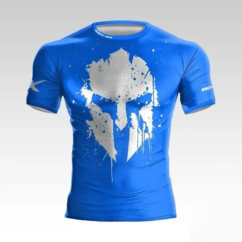 Men's Summer 3d Printed Muscle Male Warrior Helmet Graphic T-Shirt High Quality Loose Casual Sports Crewneck Short Sleeve image 5