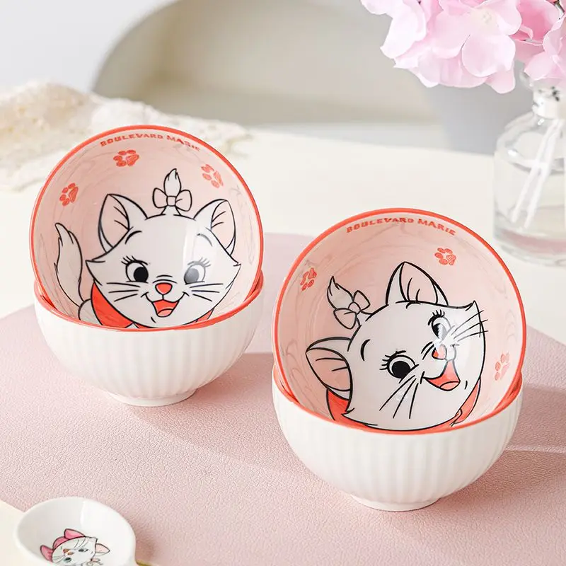 Picture 7: Disney 4pcs/set household cartoon mary cat ceramic rice bowl kitchen tableware rice bowl cute ceramic tableware girl tableware