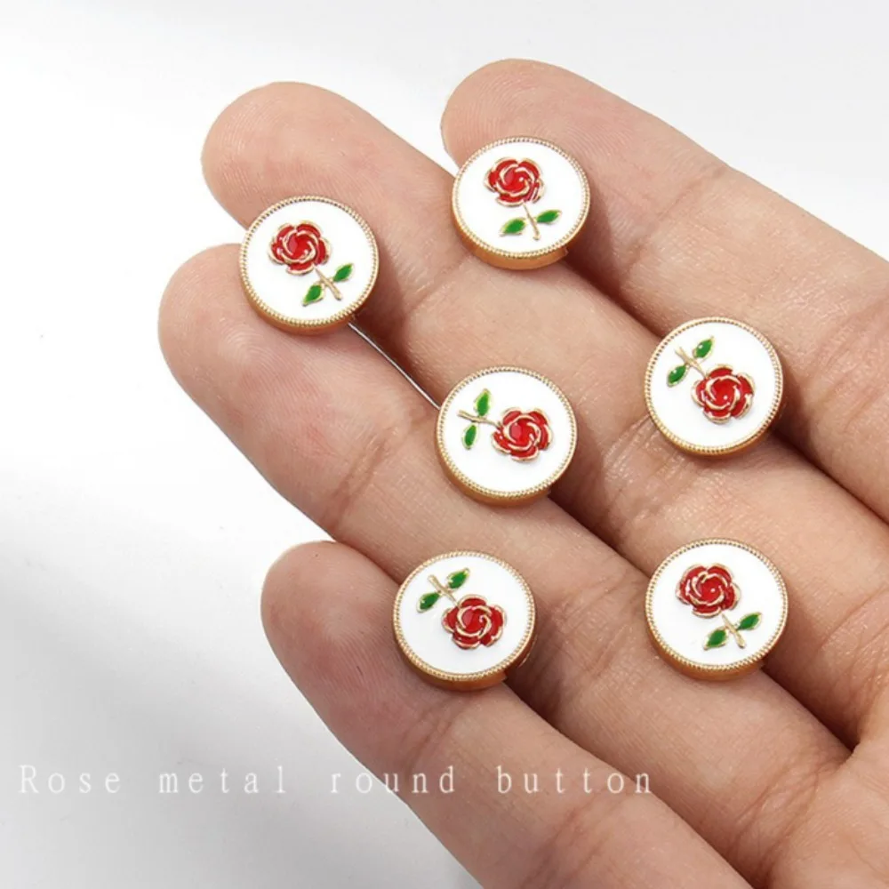 2PCS Rose Flower Metal Buttons Shirt Blouse Sweater 18MM Button Coat Women Fashion Round Decorative Accessoires Sewing Supplies