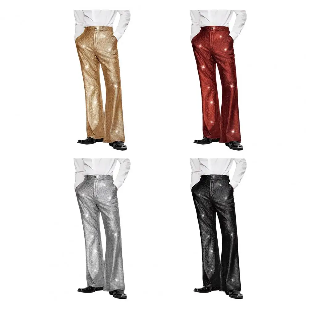 

Mens Shiny Flared Pants Vintage Hip Hop Carnival Performance Costume Sequins Bell Bottoms Trousers Long Pants Streetwear