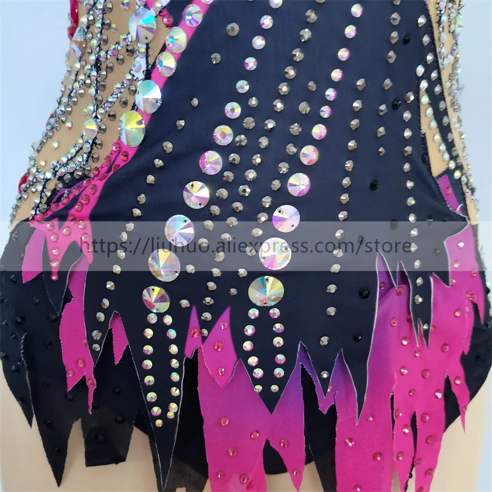 LIUHUO Customize Women Girl Costume Performance Rhythmic Gymnastics Children Leotards Competition Skating Dress Sleeveless Teens