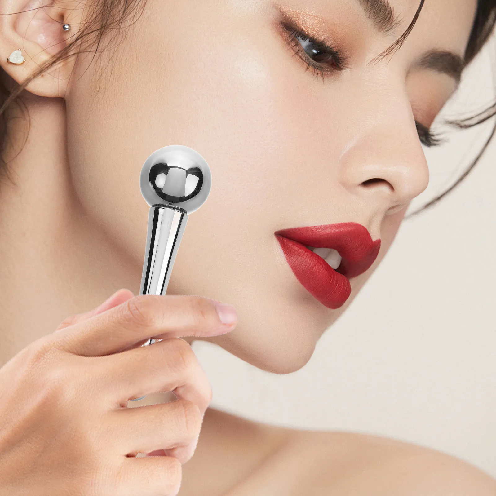 Globo Facial Rotativo de Aço Inoxidável para Massagem Facial, Ferramenta de Cuidados com a Pele que Reduz o Inchaço