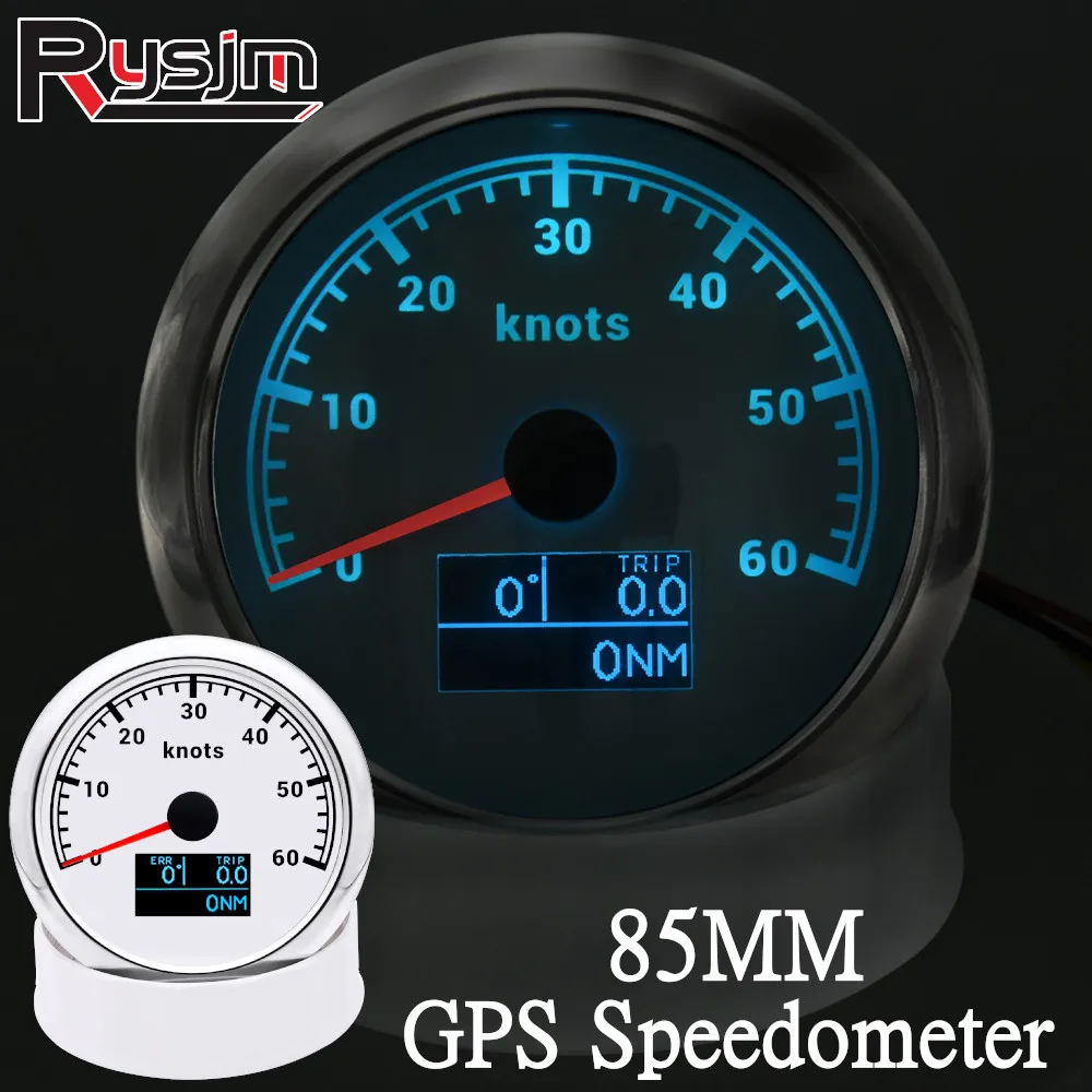 

HD 85mm 3 in 1 Car Boat GPS Speedometer Gauge Digital speedometer Motorcycle gps 60km/h 60MPH 60knots Red LED With Antenna