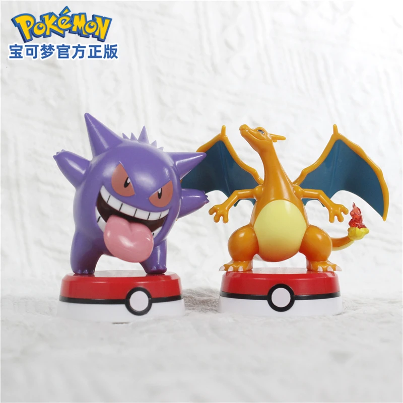 Original Pokemon Anime Figures Pikachu Gengar Charizard Mewtwo Psyduck Slowpoke Toys PVC Movable Model Kawaii Christmas Gifts