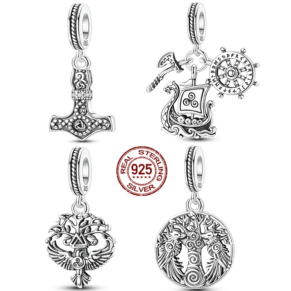 

New 925 Sterling Silver Norse Mythology Vikings Series Pendant Charms Jewelry Fit Original 925 Bracelet For Women DIY Gift