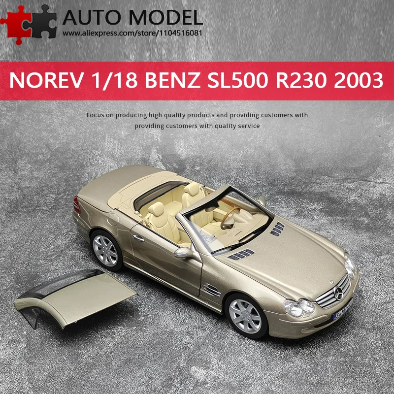 Norev 1:18 Mercedes Benz Sl500 R230 2003 Convertible Scale Cars Die Cast Model Cars Metal Miniature Car Toy Fully Open the Door